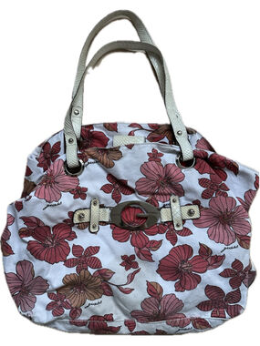 Vintage Guess Floral Canvas Tote Y2K Beach Bag Large Shoulder Bag Pink Print